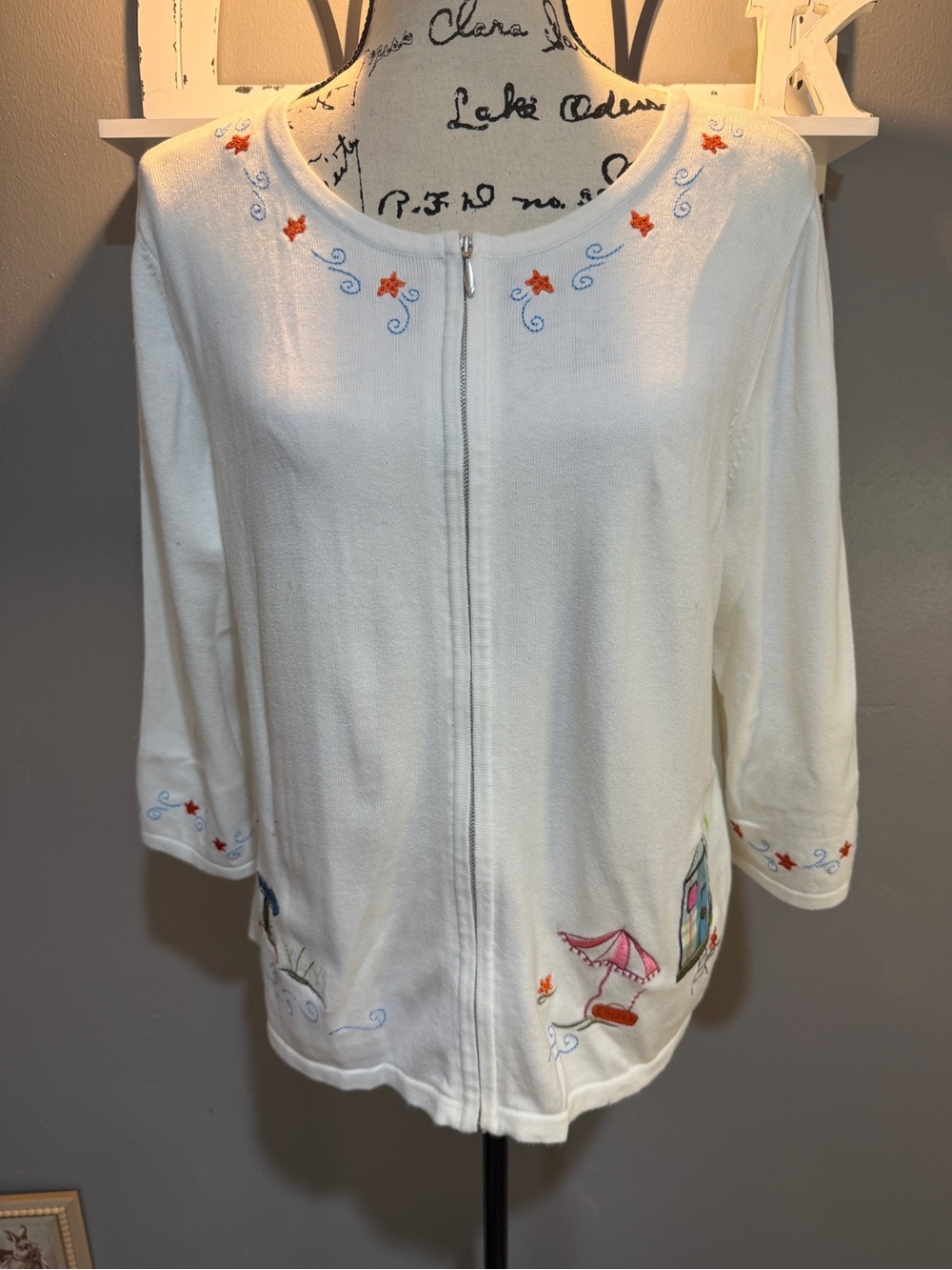 CHRISTOPHER & BANKS ZIP FRONT LADIES CARDIGAN SZ L